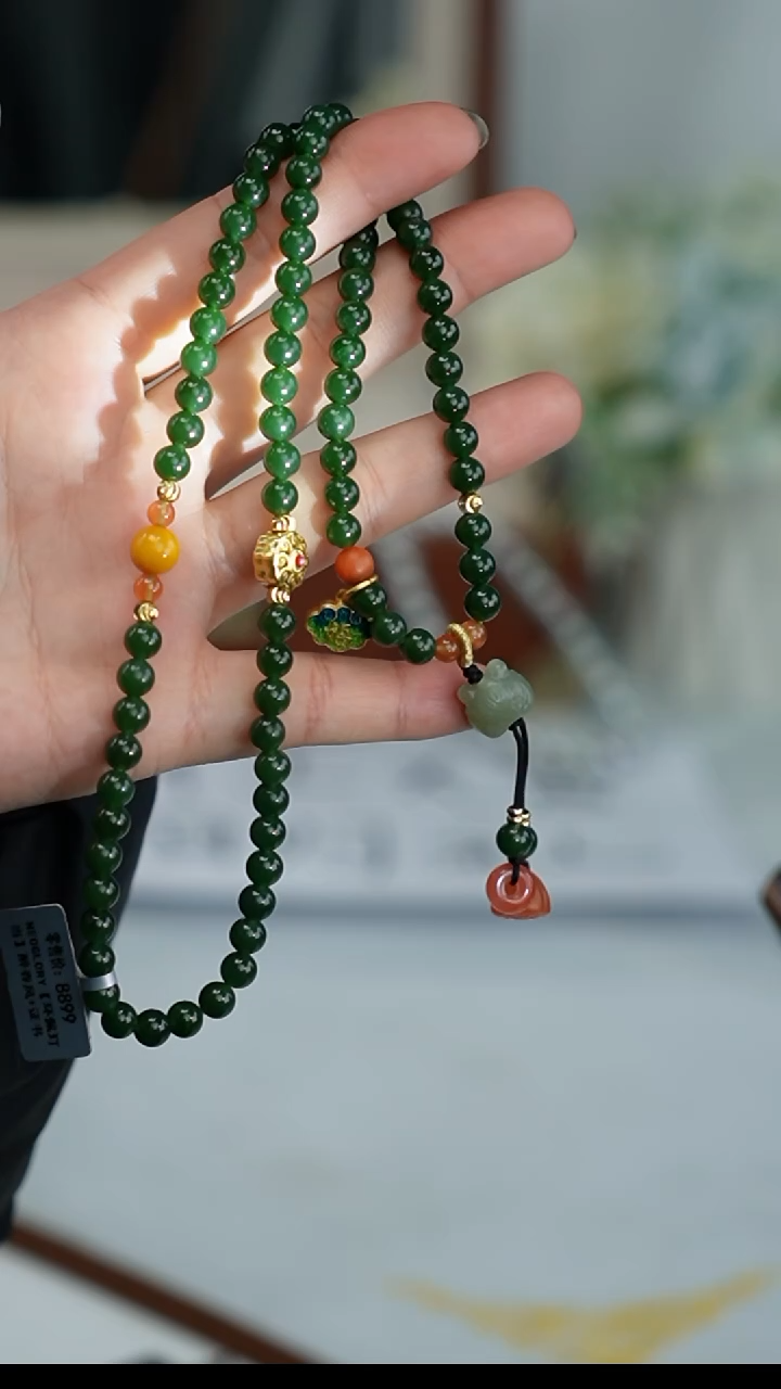 【闪购商品】和田玉项链合金项链 6mm