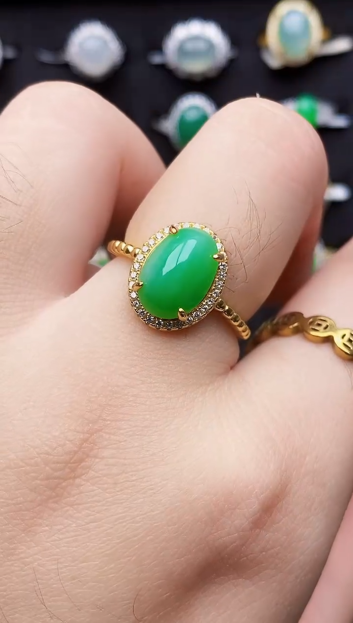 银S925镶嵌戒指翡翠9121