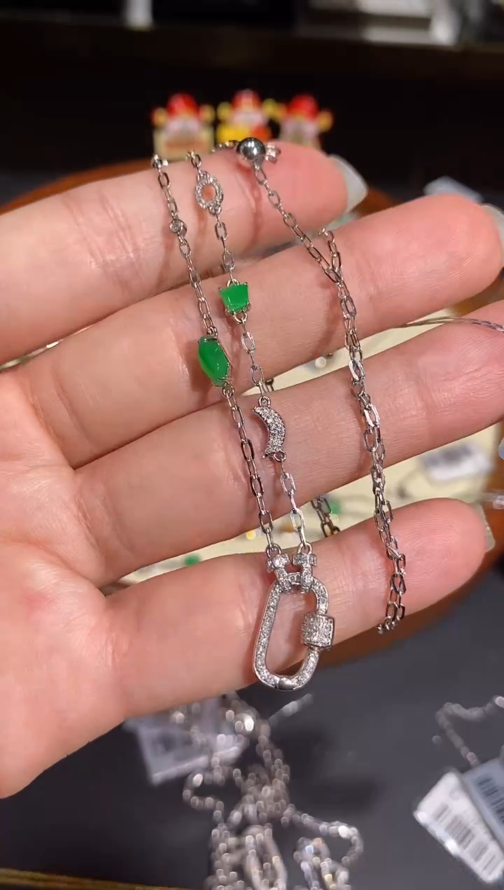 【闪购商品】翡翠颈饰18K金镶嵌百搭链