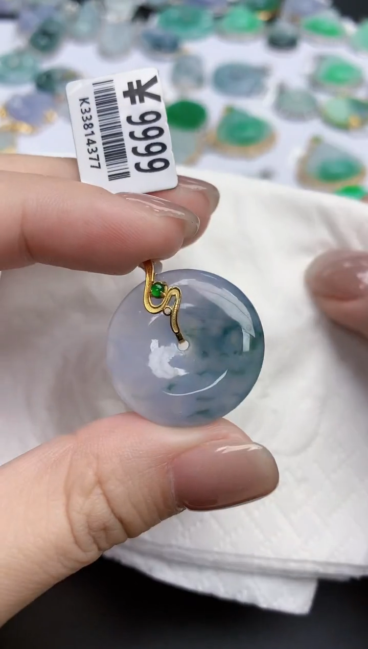 【闪购商品】翡翠颈饰18K金镶嵌天然缅甸翡翠A货