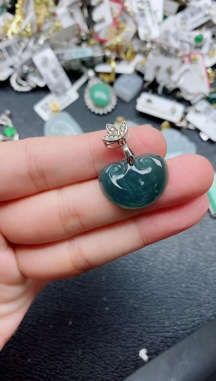 银S925镶嵌戒指翡翠1