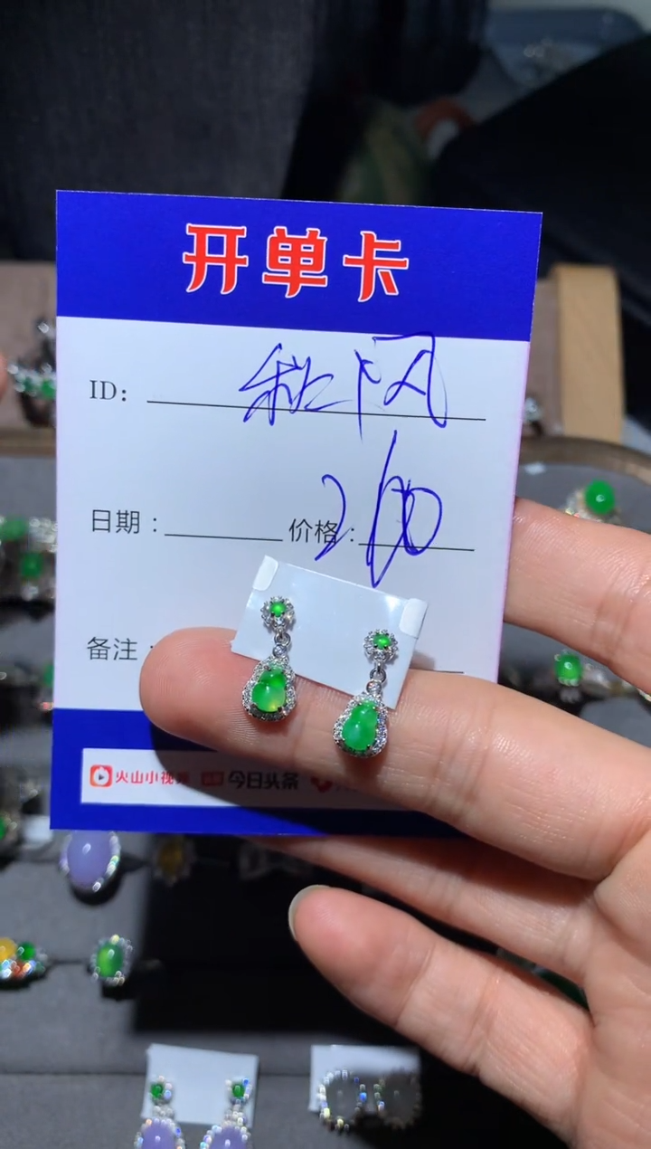 【闪购商品】翡翠耳饰银S925镶嵌向 秋风