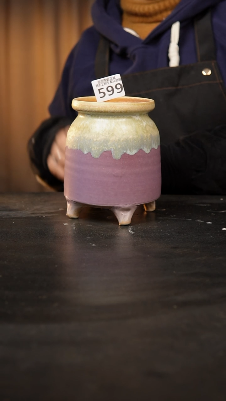 【闪购商品】瓷片599泥泥手工花盆口9高14