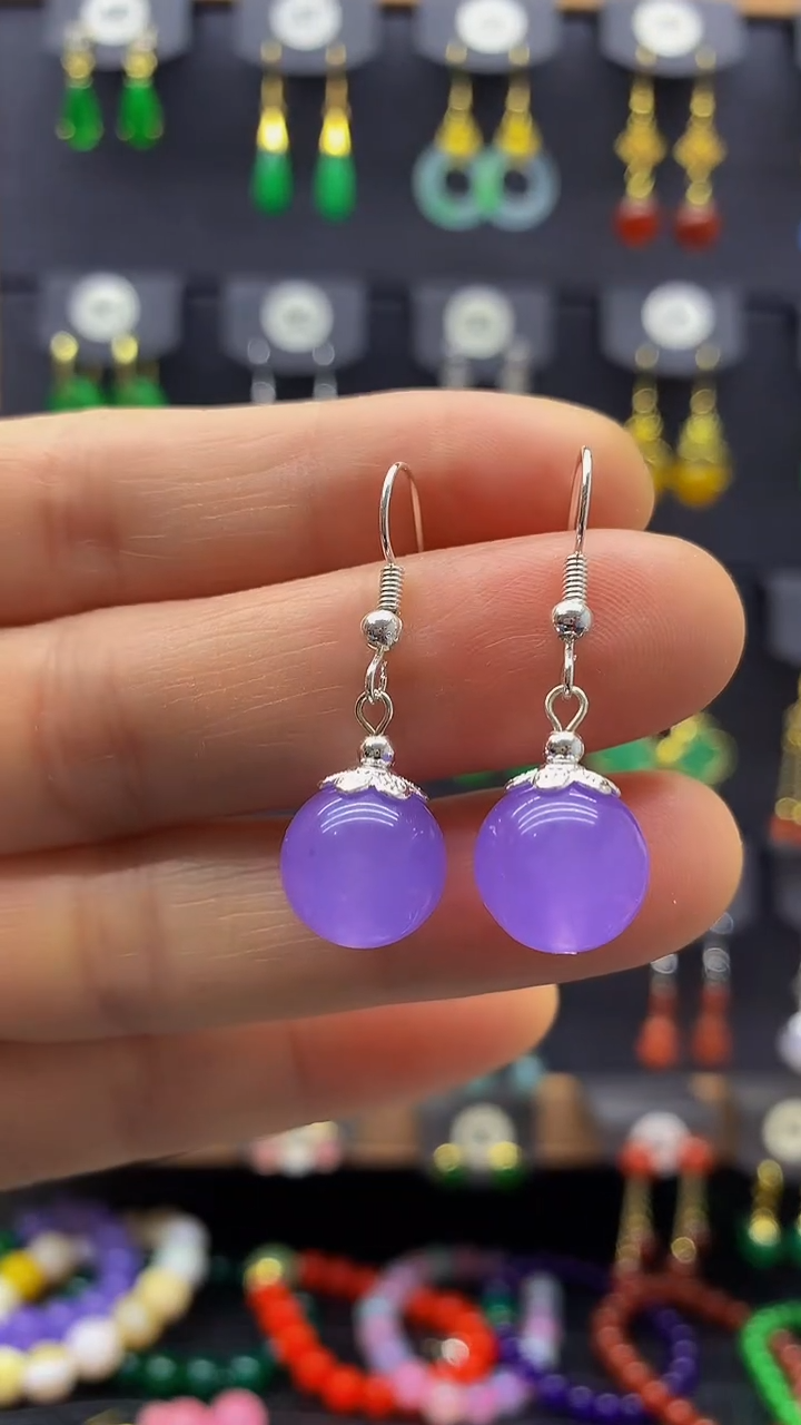 【闪购商品】玛瑙/玉髓耳环银S925镶嵌耳饰