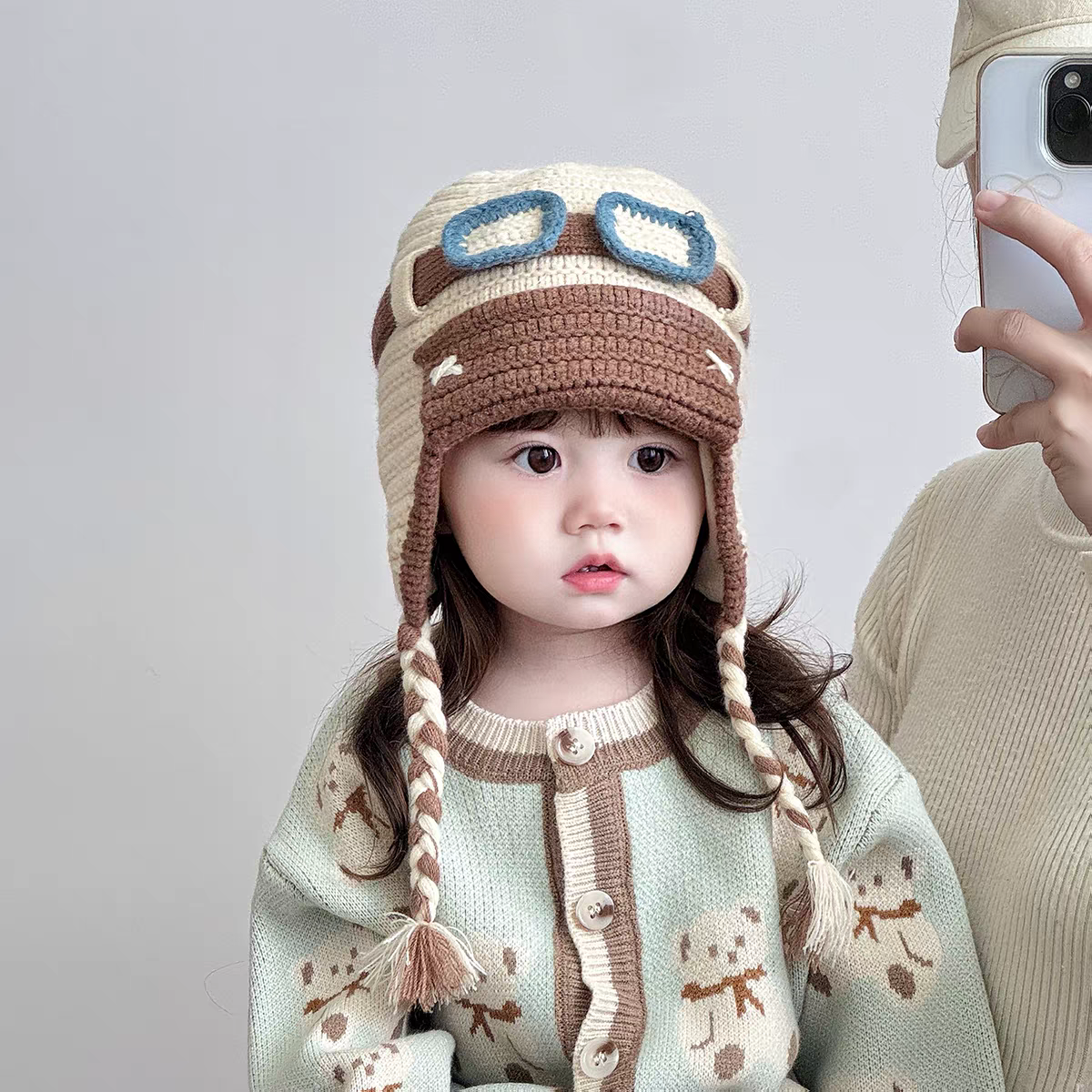 儿童帽子冬天毛线帽韩版洋气男女宝宝加厚保暖护耳帽小孩防风帽潮