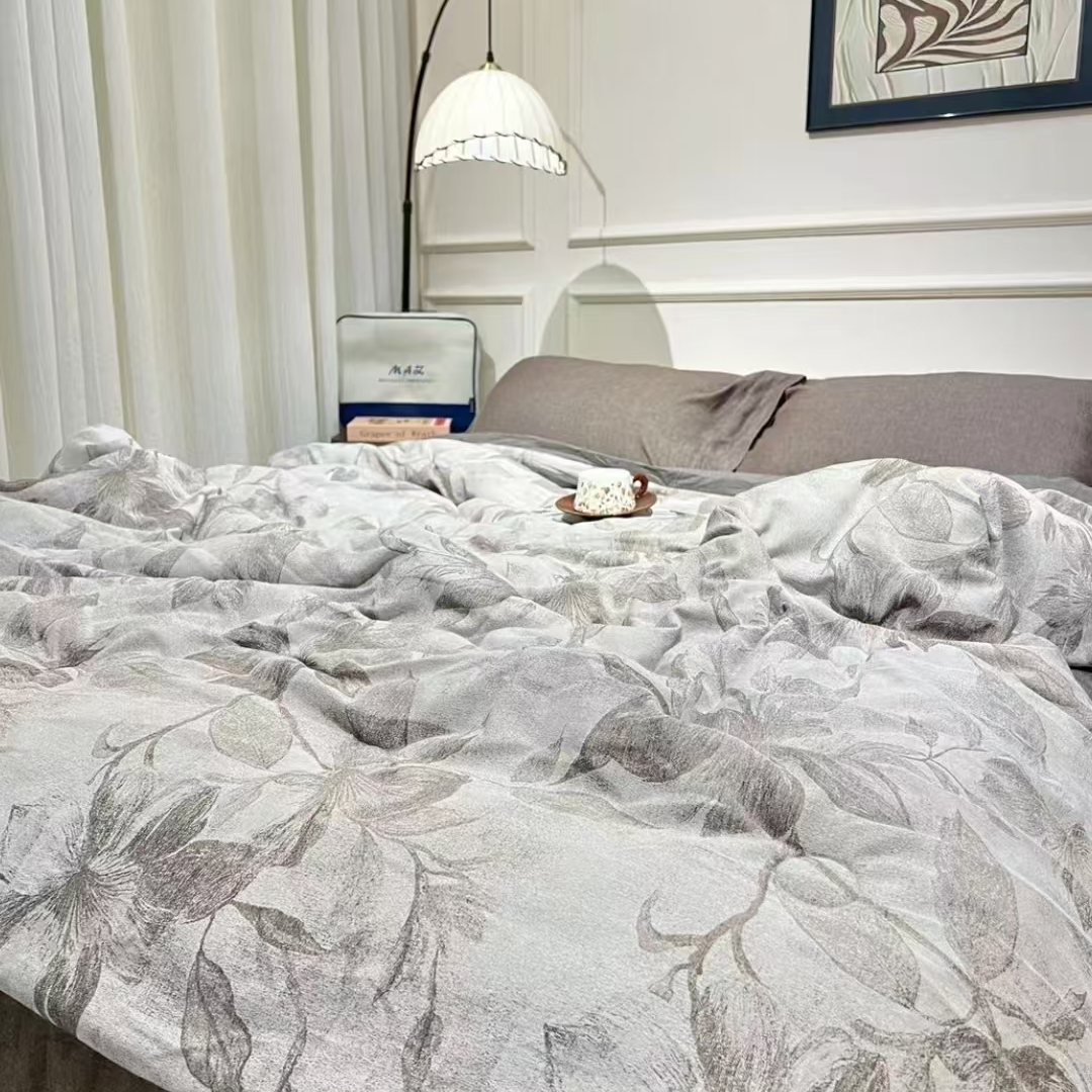 【栀夏-双人被】120支六斤简约舒适轻奢云锦棉提花床品