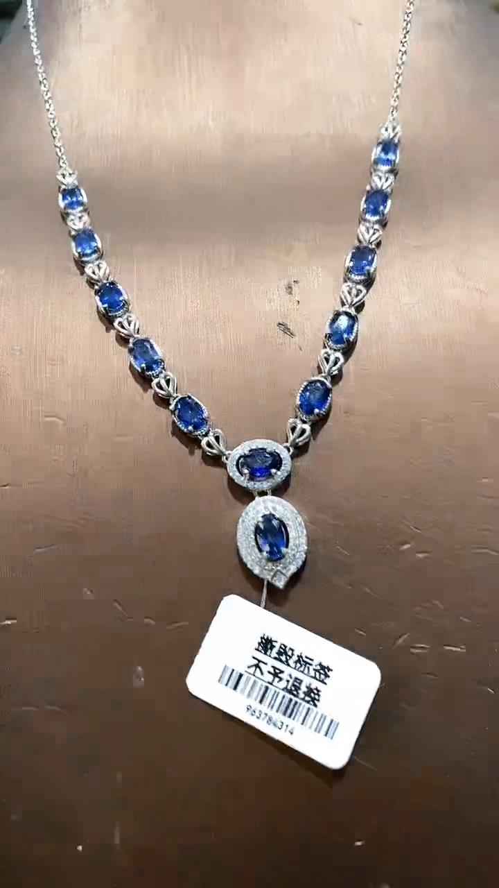【闪购商品】蓝宝石颈饰银S925镶嵌项链