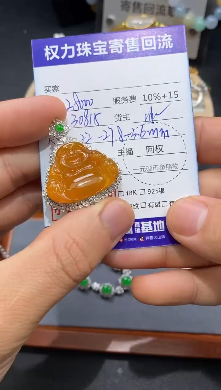 【闪购商品】翡翠颈饰18K金镶嵌寄售不退换