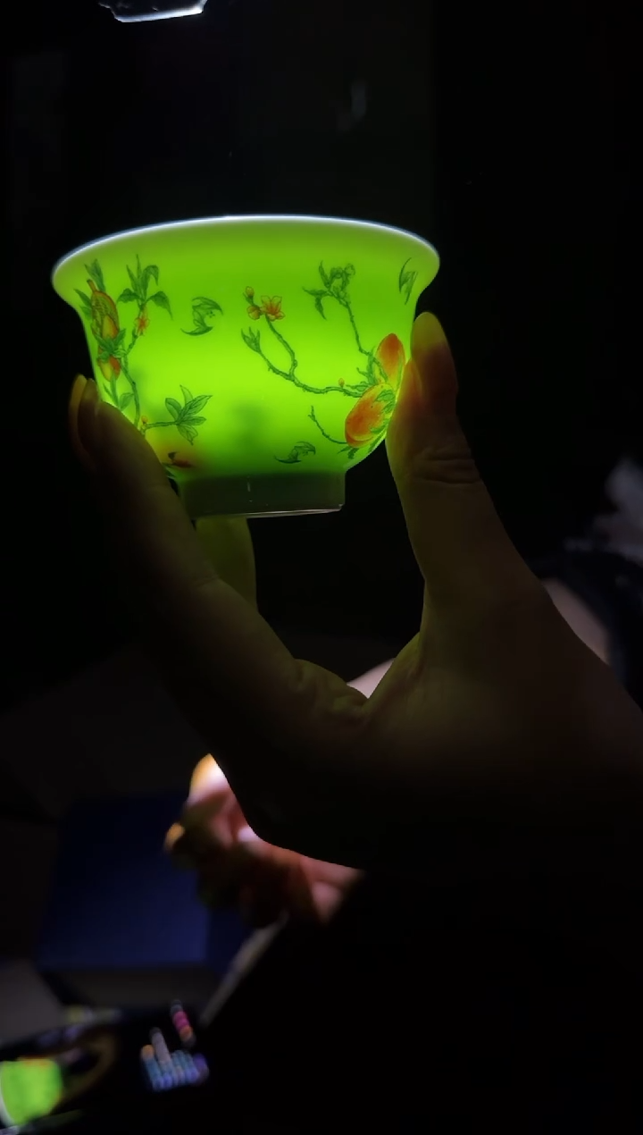 摆件陶景德镇陶瓷绿稀土茶杯