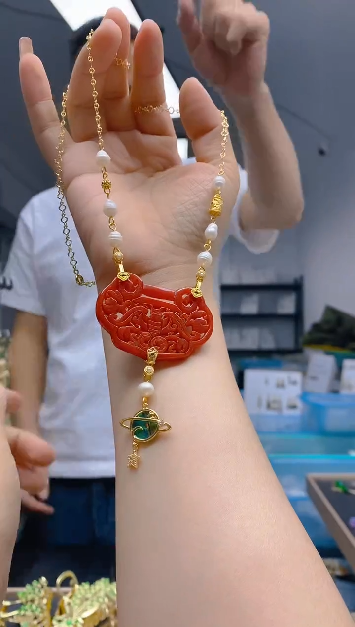 【闪购商品】翡翠耳饰合金364翡翠锁骨链