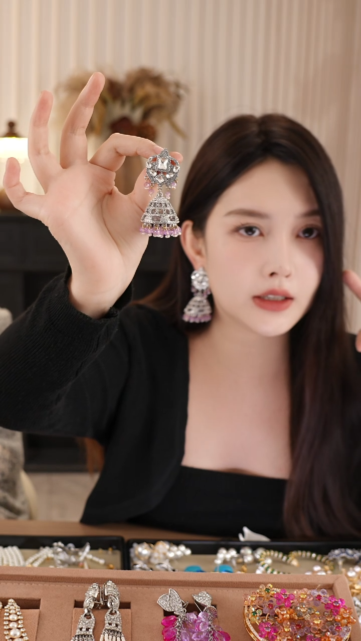 纯铜合金琉璃福福耳饰