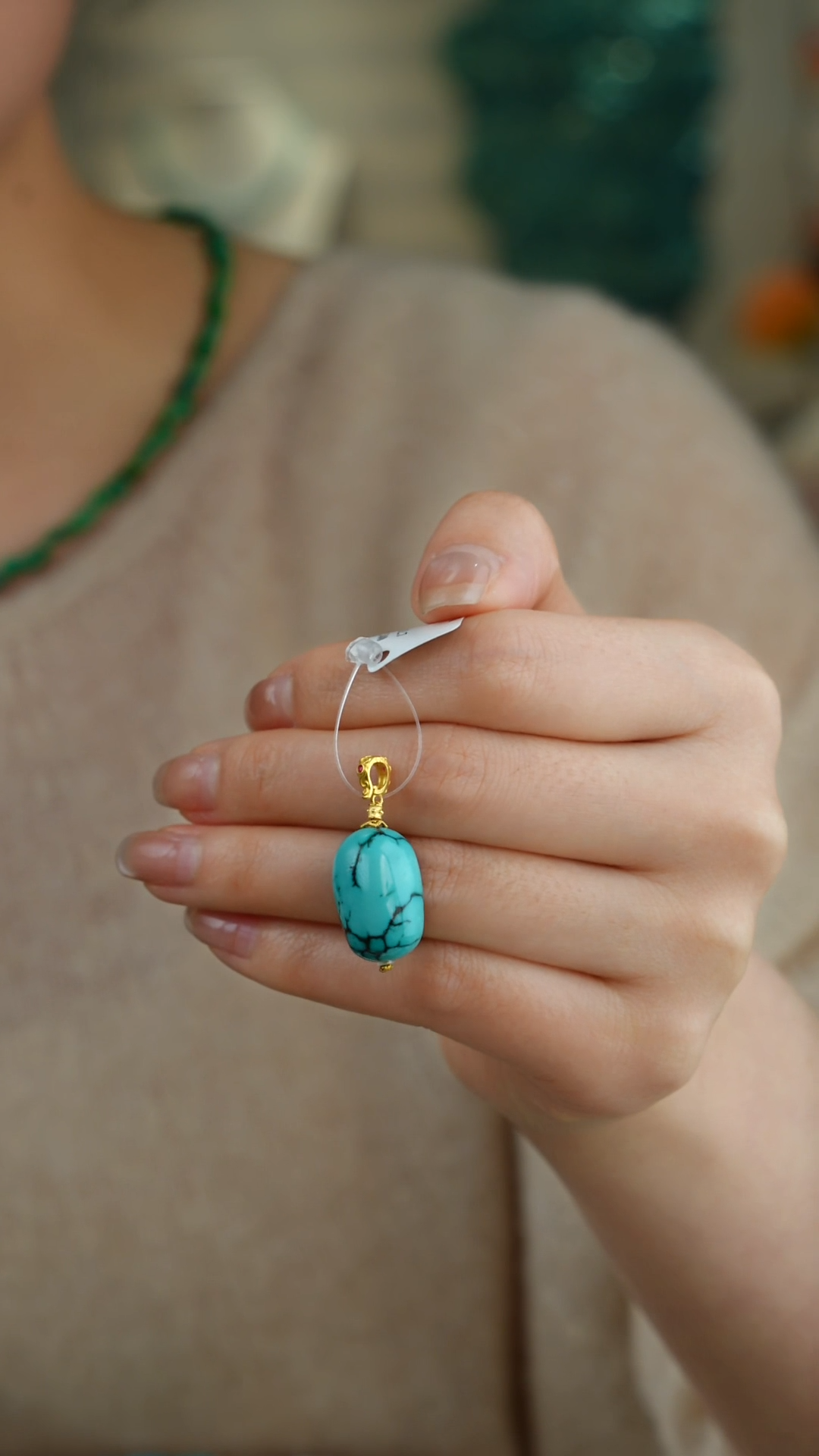 【闪购商品】绿松石吊坠(不含链)18K金镶嵌1