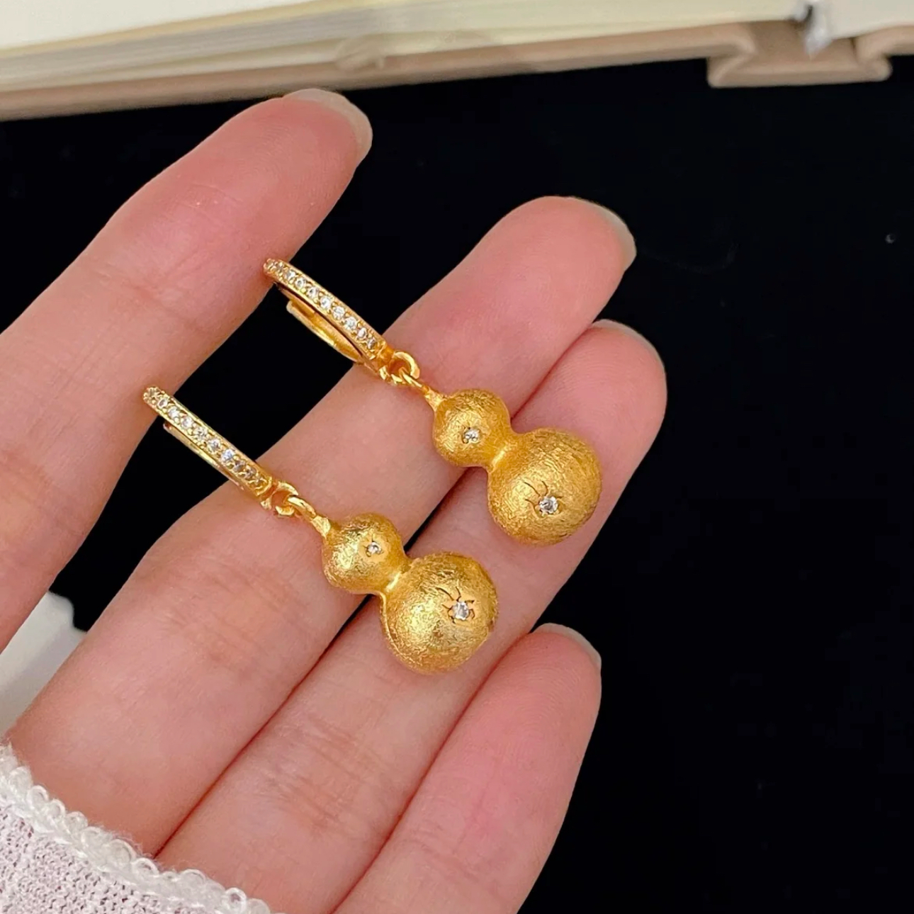 铜合金耳饰 葫芦耳环新中式拉丝耳饰古法轻奢高级感独特耳坠女