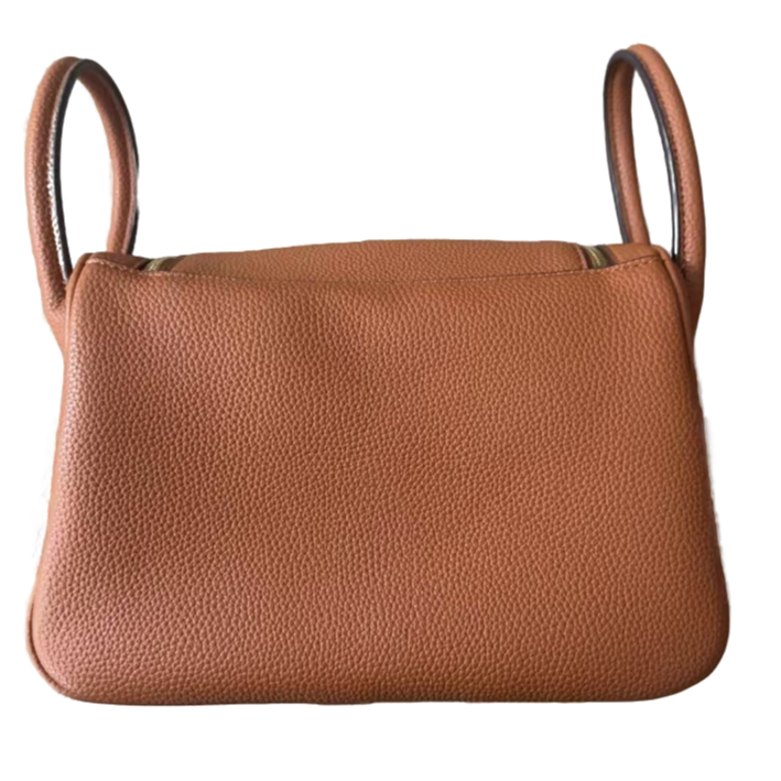 LQ-手工真皮高定真皮女包-双金扣-26cm-棕色0021