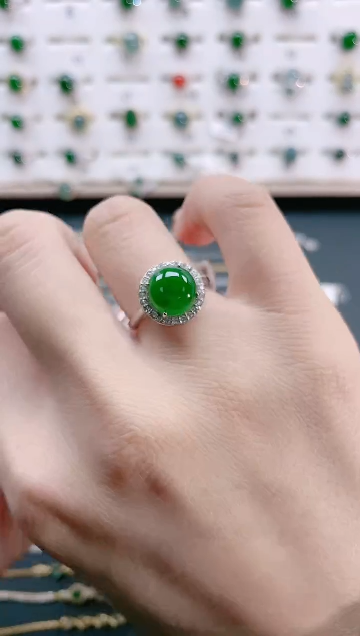 【闪购商品】翡翠戒指银S925镶嵌天然翡翠
