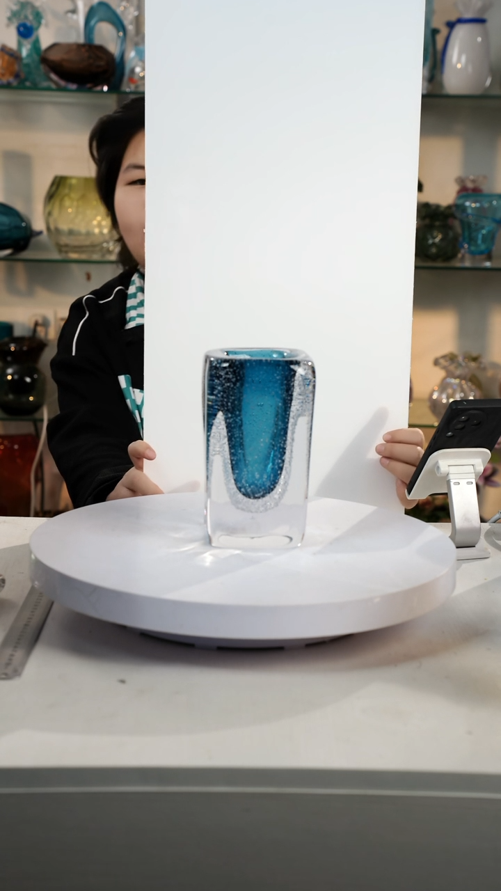 【闪购商品】琉璃【弘扬】高18轻奢琉璃花器正常手工痕迹