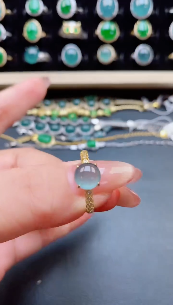 翡翠戒指银S925镶嵌321312