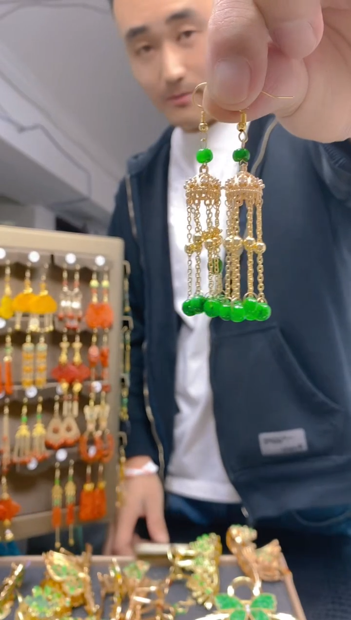 【闪购商品】翡翠耳饰合金0387翡翠耳钩