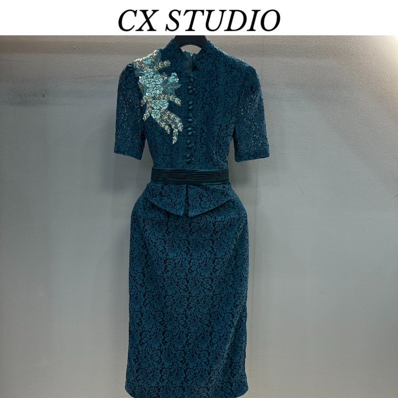 编码41 经典收腰轻奢气质时尚秋季连衣裙(定制女装）TG229