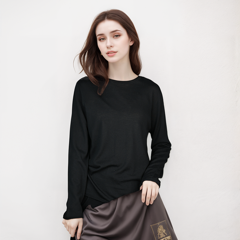 羊毛衫女100羊毛法式上衣针织衫女 沙子 LB-TN5812