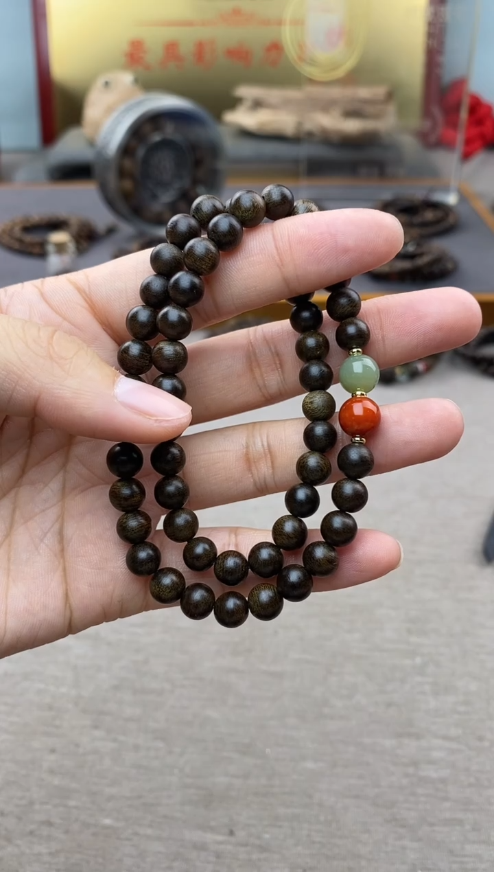 【闪购商品】沉香手串越南芽庄白棋06+配饰 沉水双圈