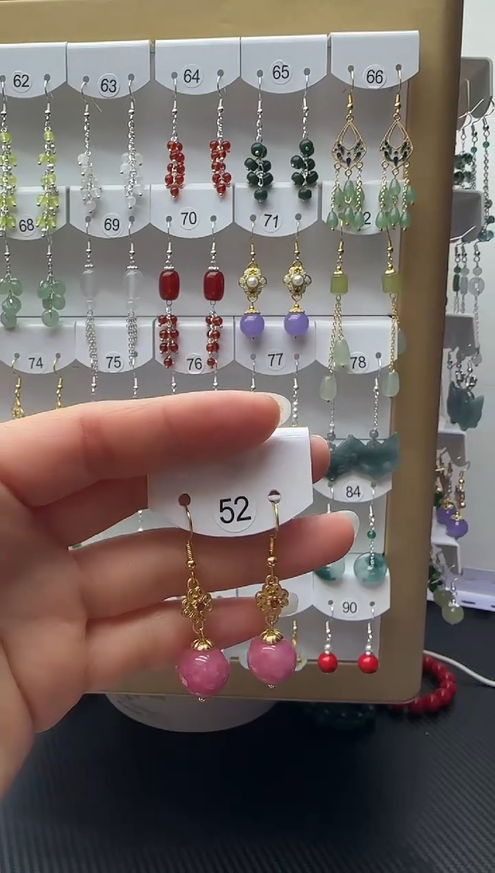 未镶嵌石英质玉（非洲翠）耳坠52