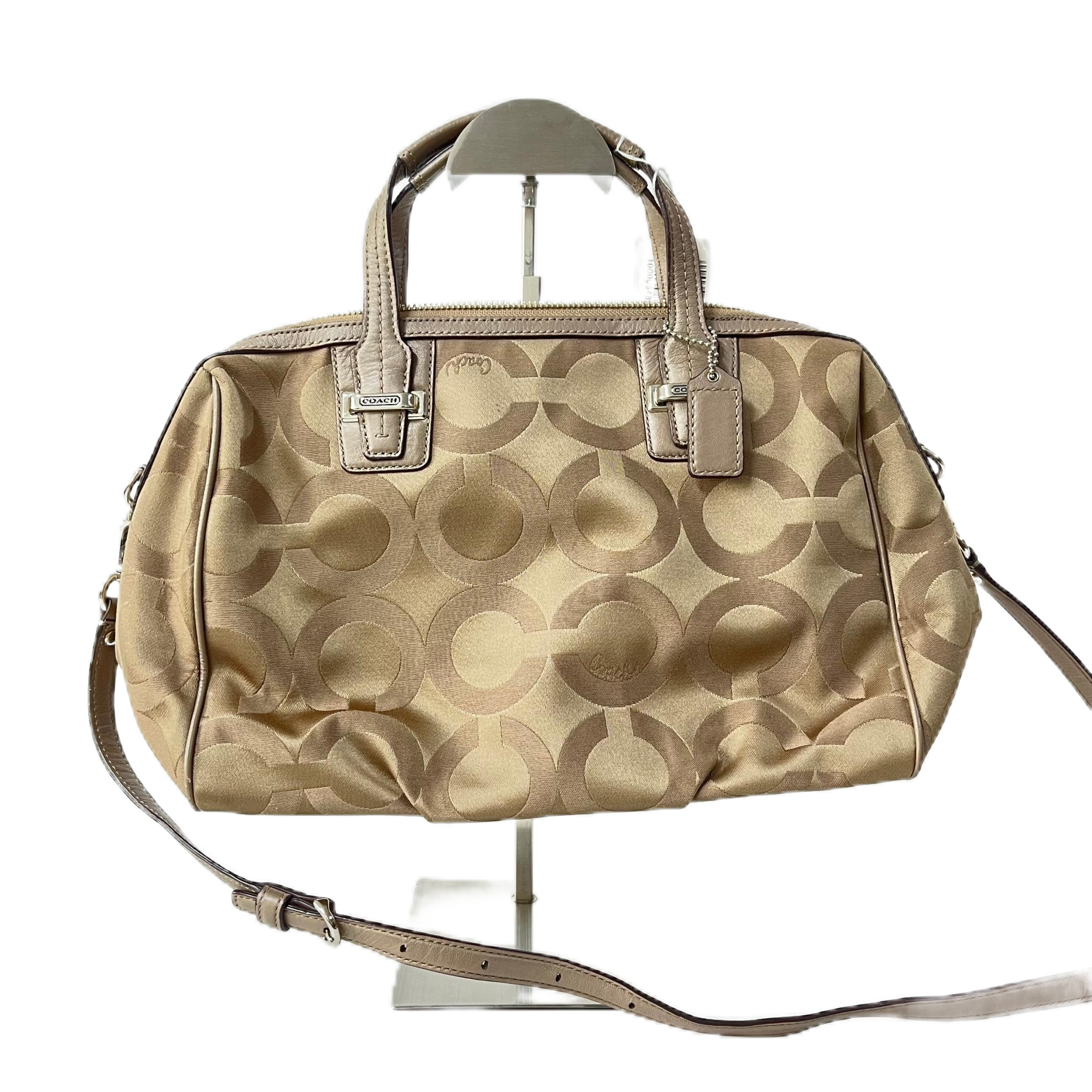 95新 COACH/蔻驰 经典老花帆布拼皮单肩斜挎包 MM-80134