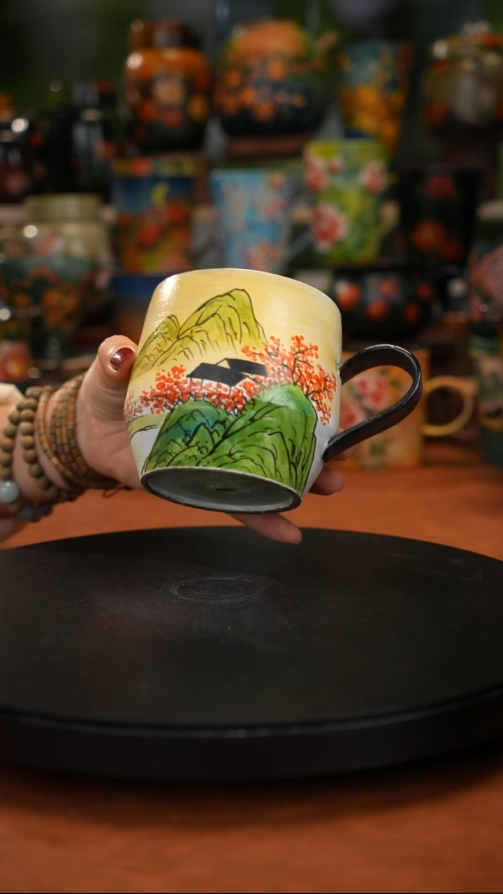 紫砂油画手绘 釉下彩