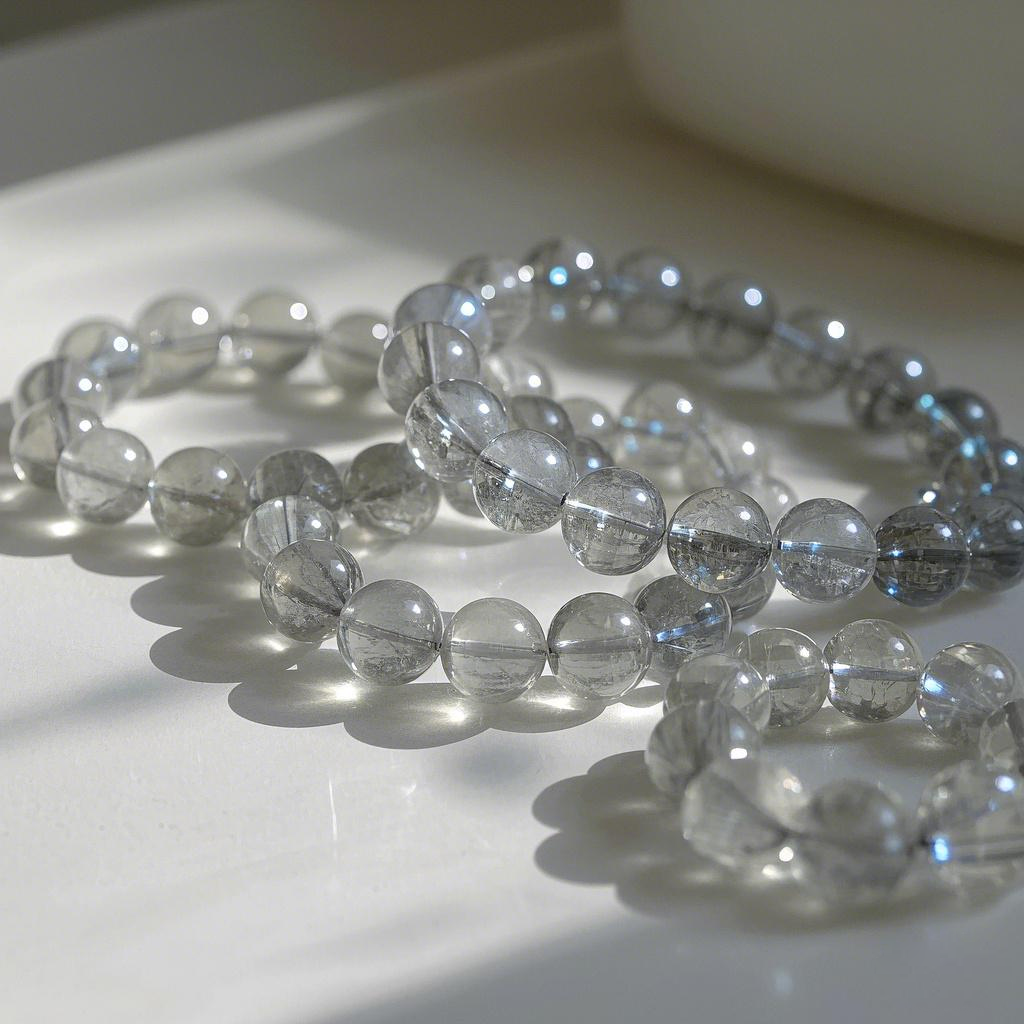 天然水晶手串手链灰月光清冷感小众男女同款通透礼物