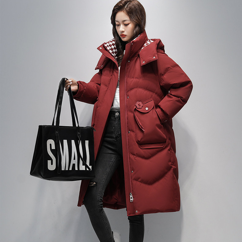 【巴汀品牌】女式中长款过膝羽绒服女白鸭绒冬季加厚保暖外套