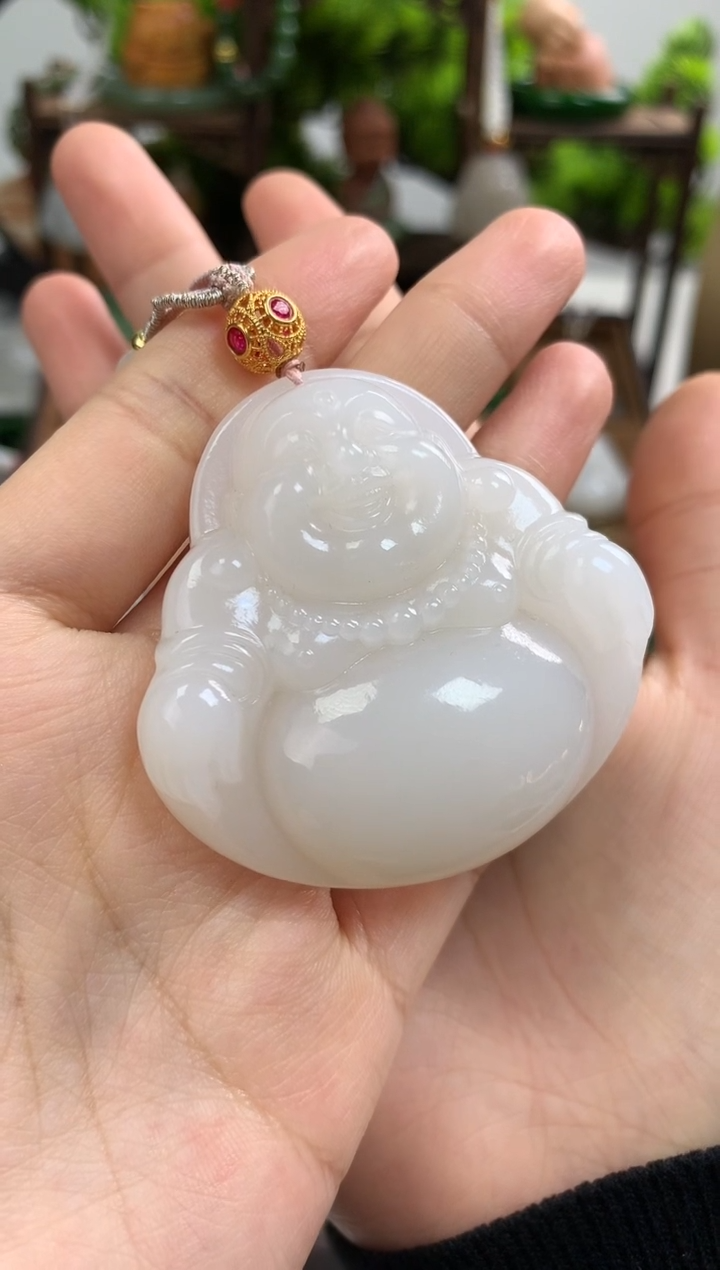 【闪购商品】和田玉颈饰18K金镶嵌吊坠50mm