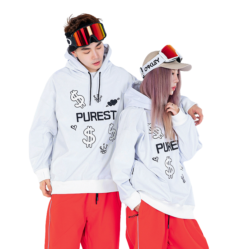 PUREST帽衫款软壳滑雪服男女款套头单双板防水抓绒保暖D2K