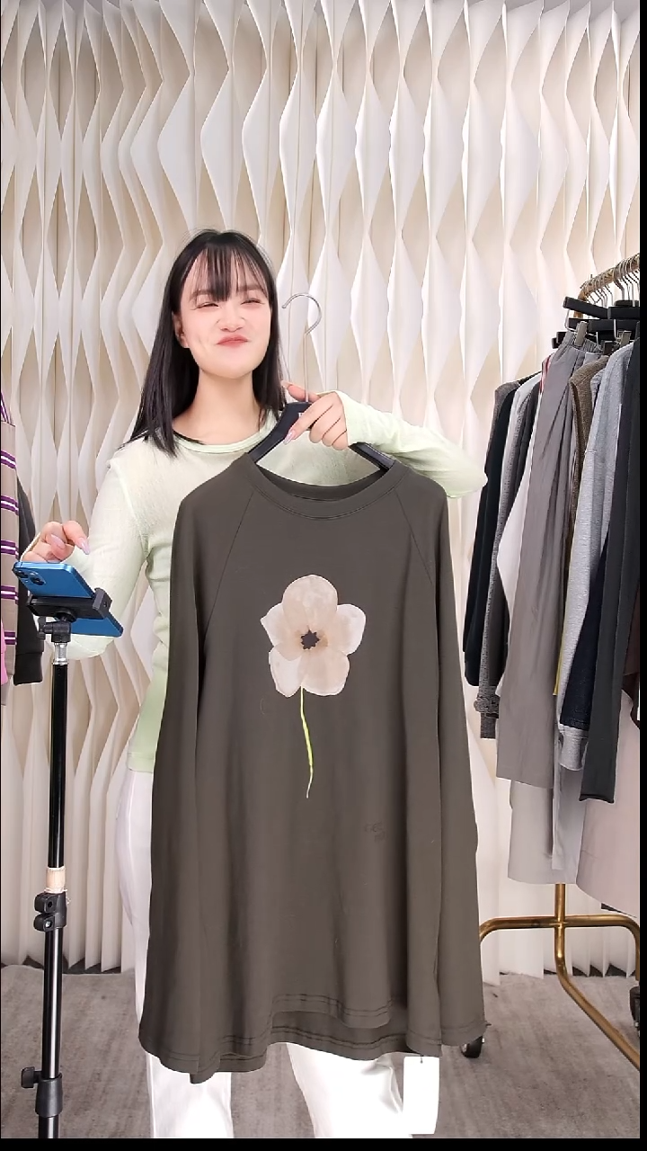 花朵图案长袖衫均码