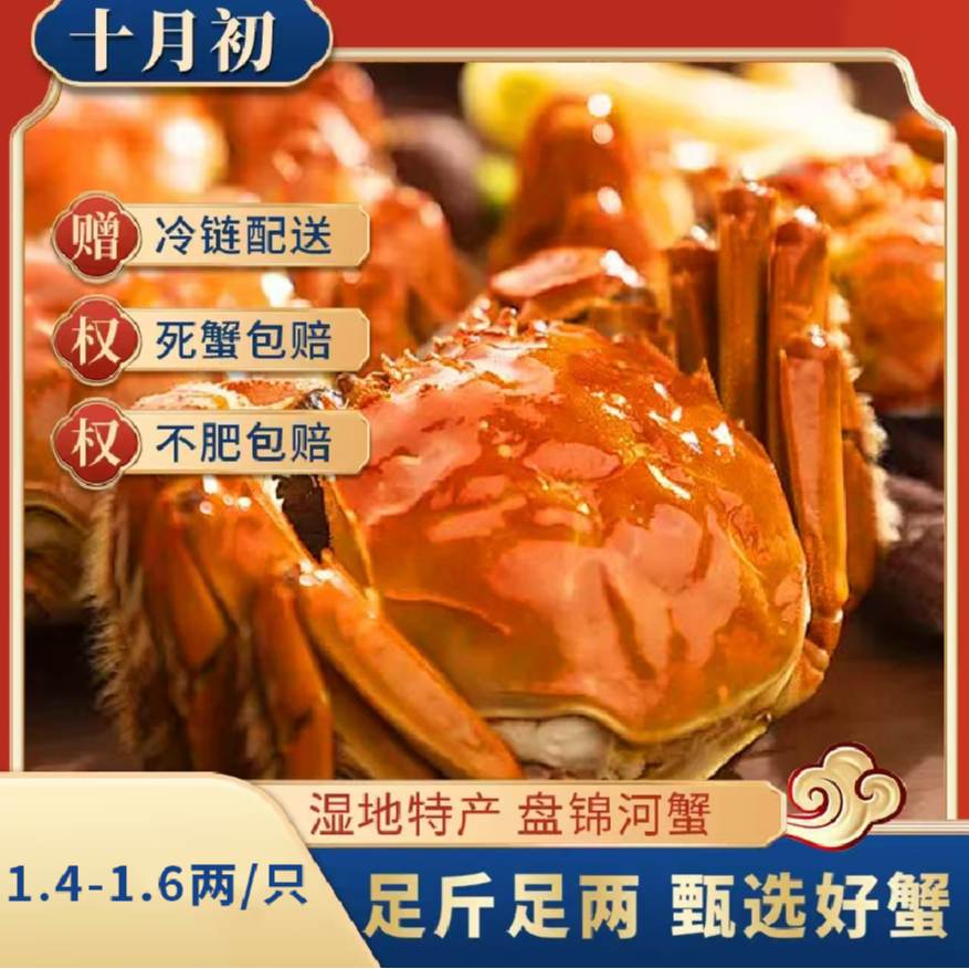 活蟹 盘锦稻田蟹1.5-1.3两/只 全母蟹 2斤/3斤 顺丰包邮