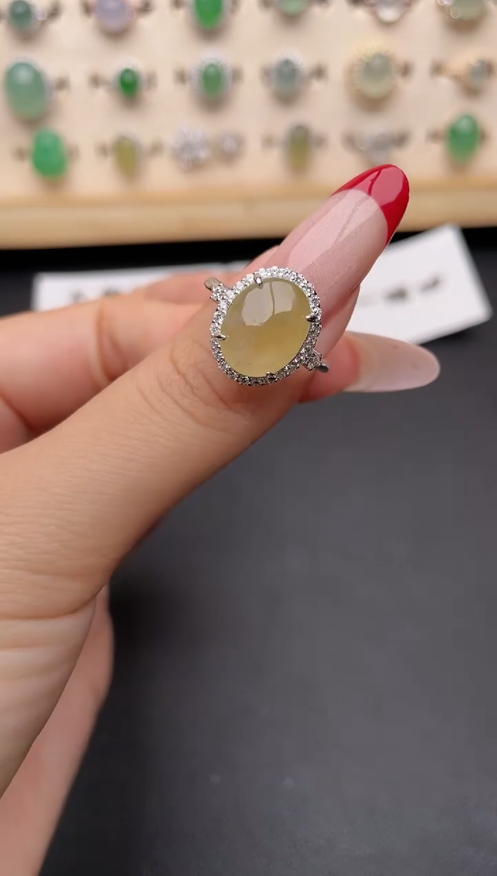 【闪购商品】翡翠戒指银S925镶嵌一物一证一礼盒