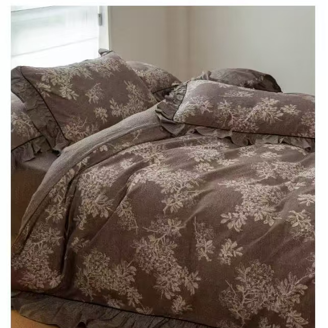 【佳佳专属】新款轻奢亚麻花边款四件套--峰峦冬韵（标准）