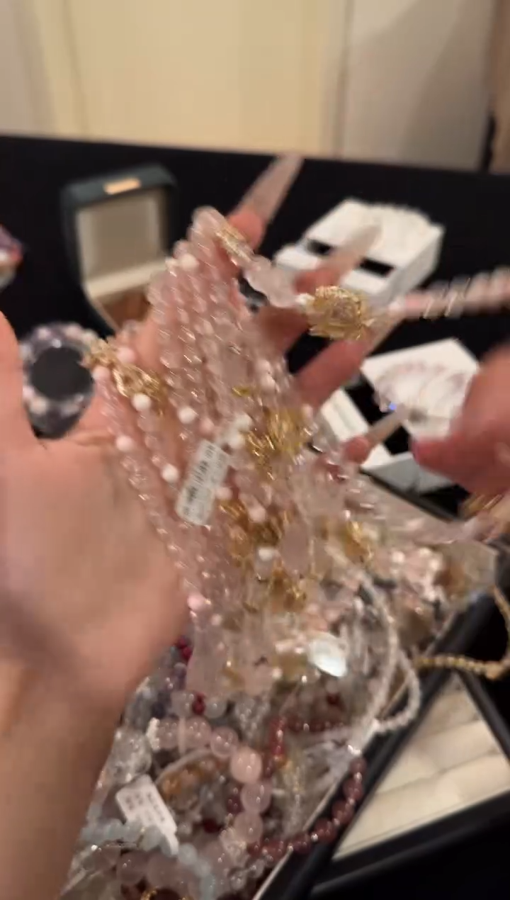 水晶手链合金粉水晶双圈x661