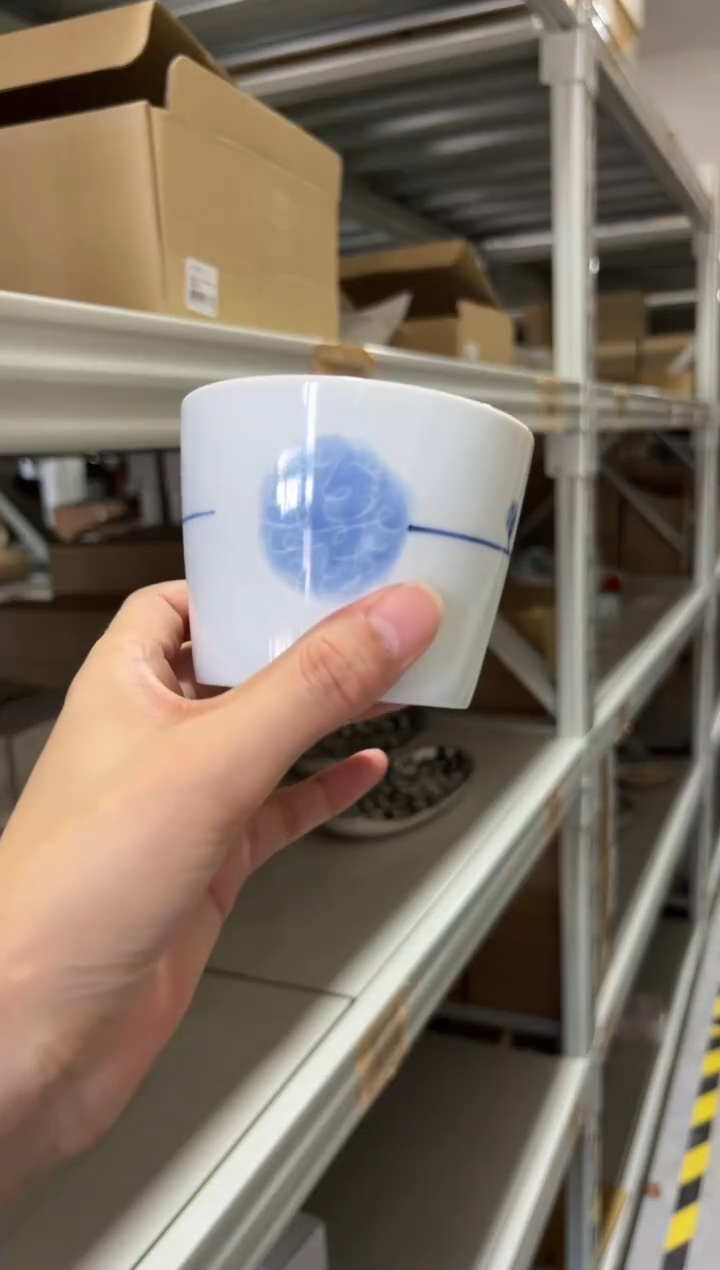 瓷片福利 白景茶杯（绣球花）