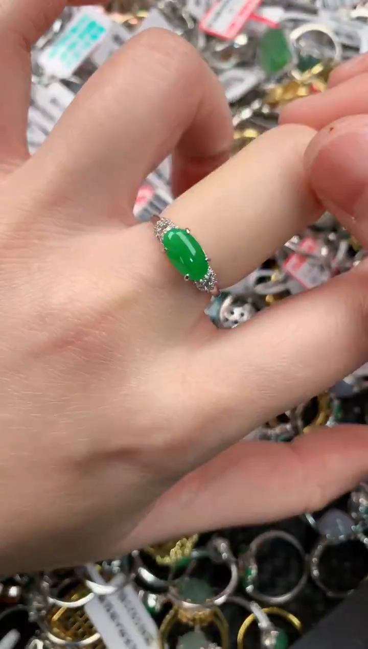 银S925镶嵌戒指翡翠222---6