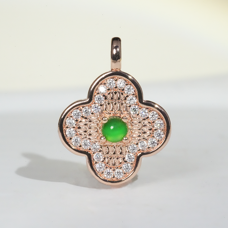 【小胖甄选】天然翡翠吊坠A货幸运草玫色高级感百搭轻奢-多样性发