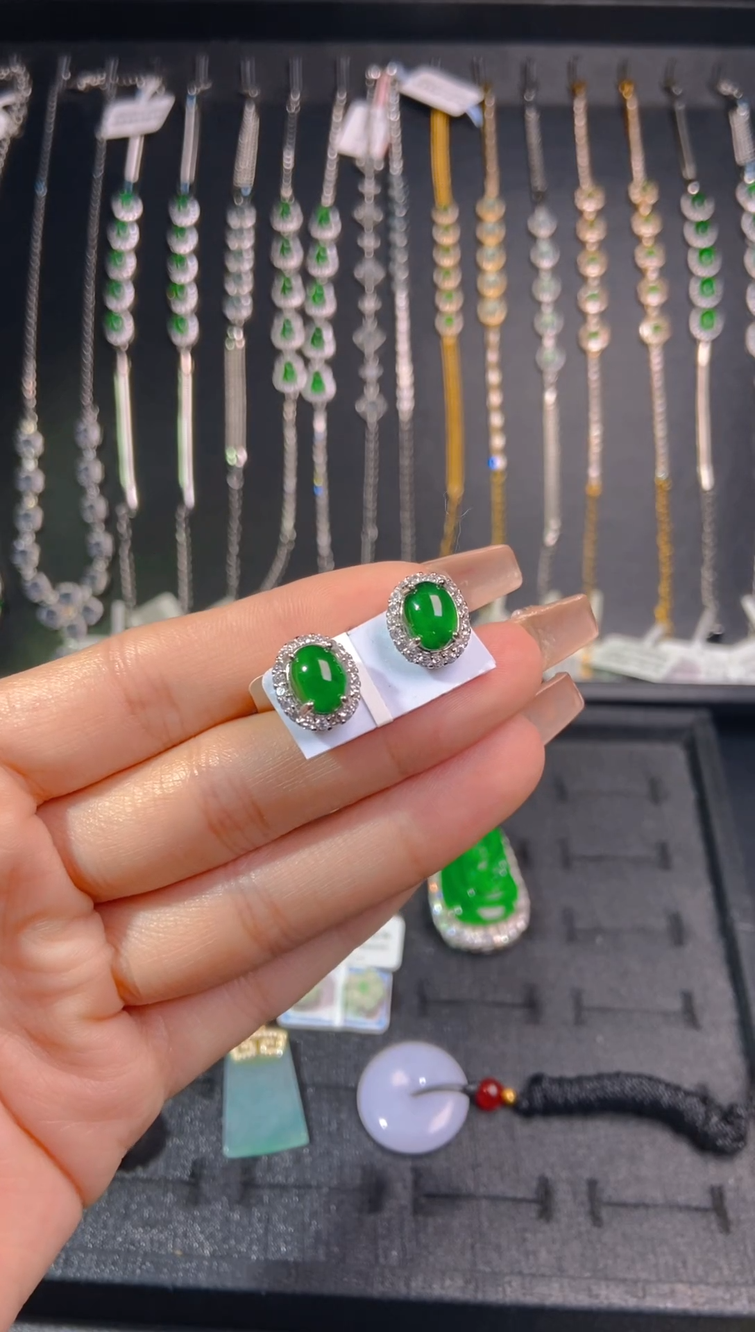 【闪购商品】翡翠耳饰未镶嵌天然翡翠A货43