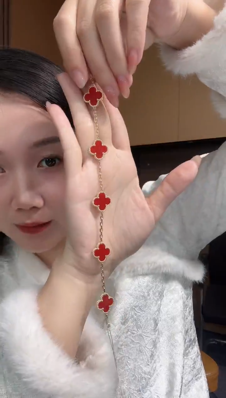 【闪购商品】玛瑙/玉髓手链18K金镶嵌红色k黄，五花手链GHJ