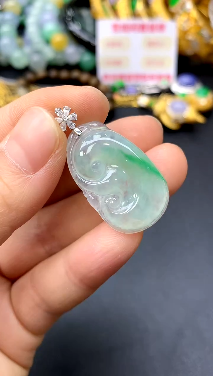 颈饰18K金镶嵌翡翠287-中国好珍宝