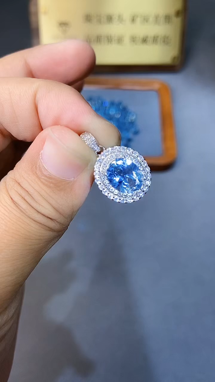 【闪购商品】海蓝宝石颈饰银S925镶嵌354