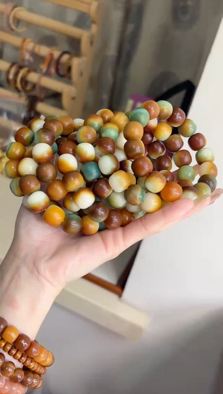 手串菩提根/象牙果沐i17敦煌干磨桶珠13*14mm手串随机