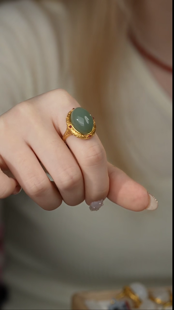 【闪购商品】和田玉戒指18K金镶嵌P10（多样性发一件）