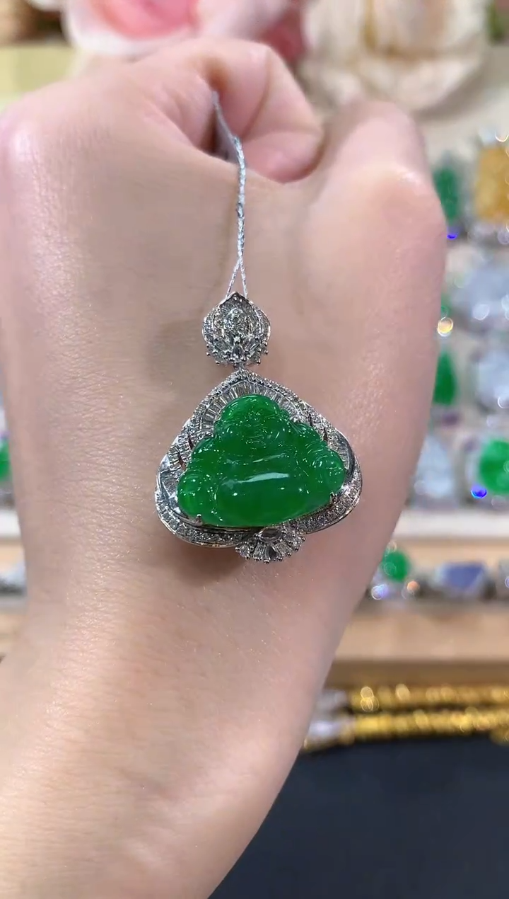 吊坠(不含链)18K金镶嵌翡翠冬日珠宝W54