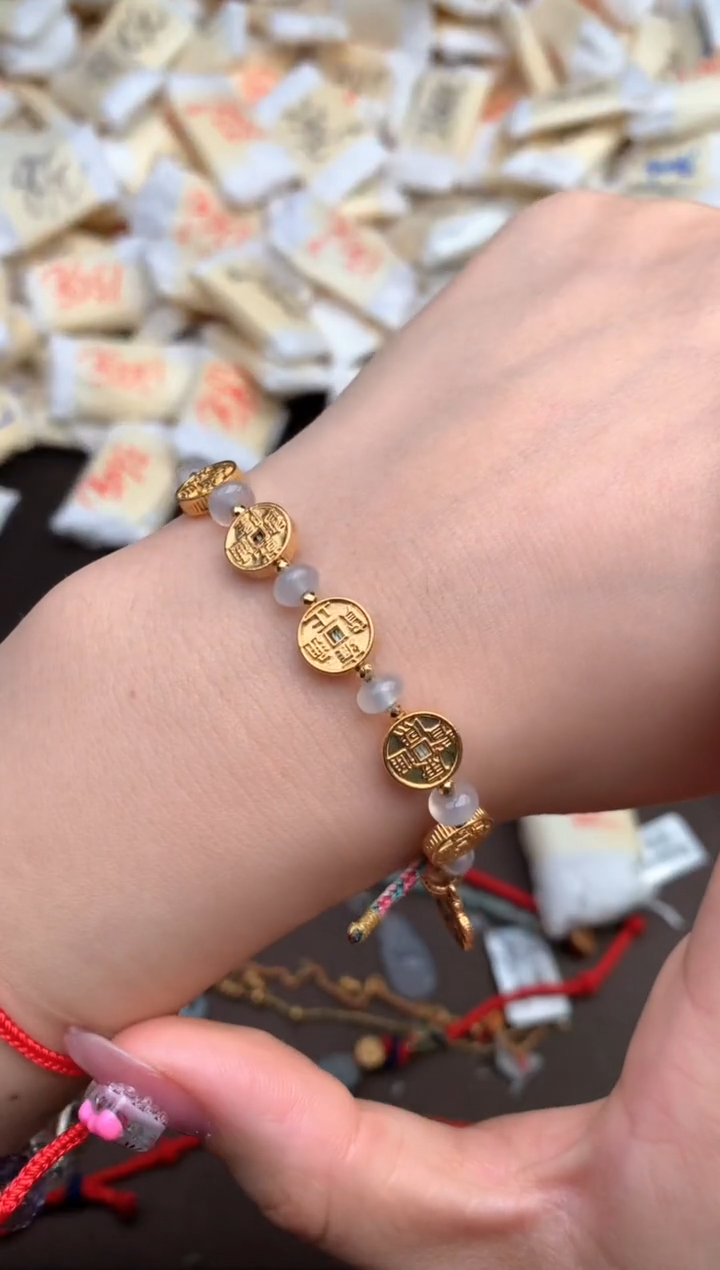 【闪购商品】翡翠手绳18K金镶嵌一