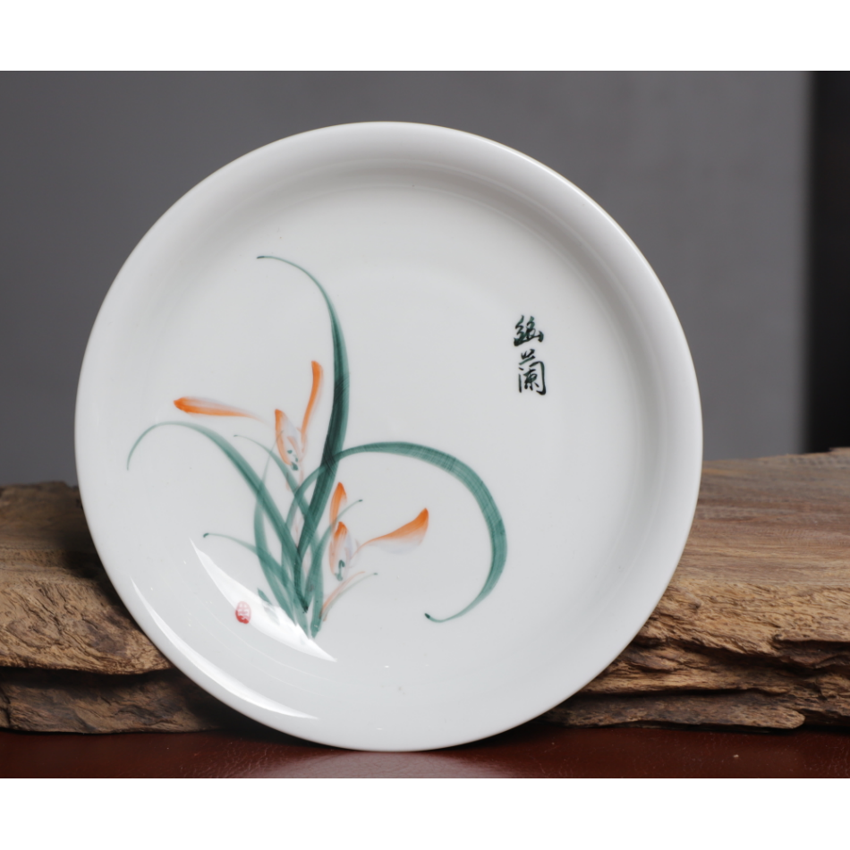 当代 QHGS五彩兰花手绘盘