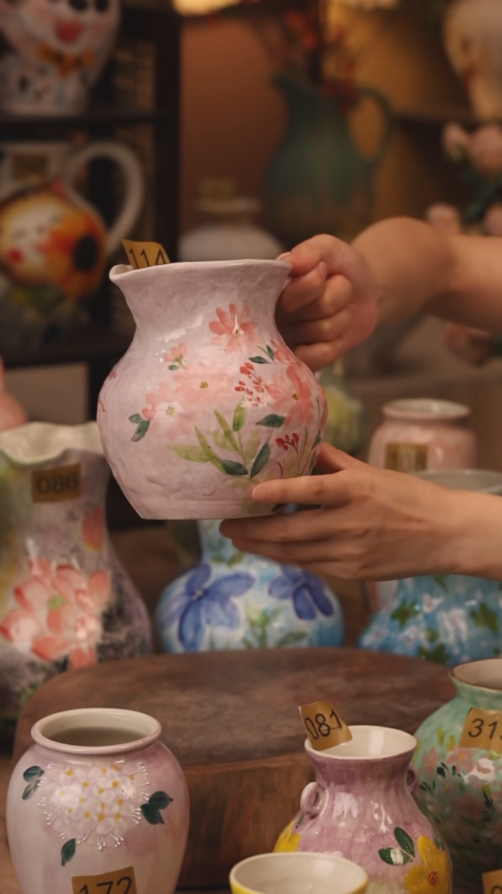 陶瓷114景德镇设计师手作花器摆件侘寂风